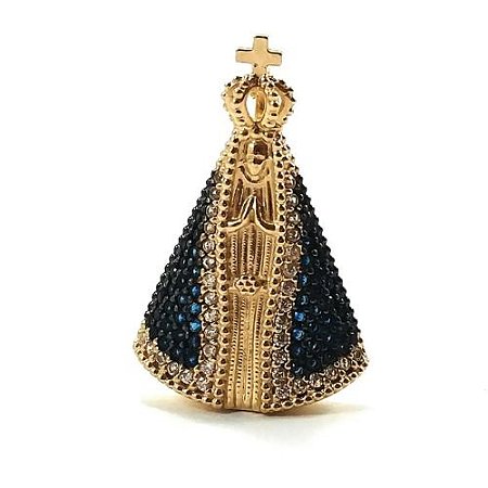 Pingente de Ouro 18K Nossa Senhora Aparecida – Manto Azul
