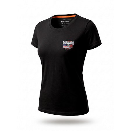 Camiseta Feminina ( Baby Look ) JUSTICEIRO - Tam. M - Preta