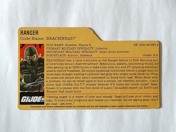 File Card Beachhead - GiJoe Modernos