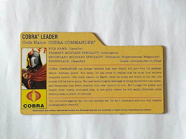 File Card Cobra Commander - GiJoe Modernos