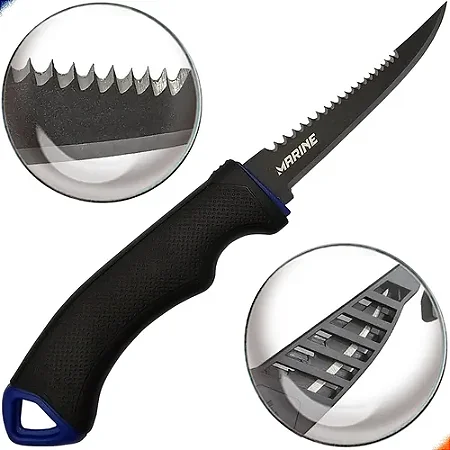 Faca Filetadeira Marine Sports MFK4T 4" (10CM) Aço Inoxidavel C/ Bainha e Afiador