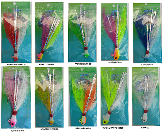 Kit Isca Artificial Jig Cabeça de peixe 10g - Hunter Jig - 10 unidades (Cores sortidas)