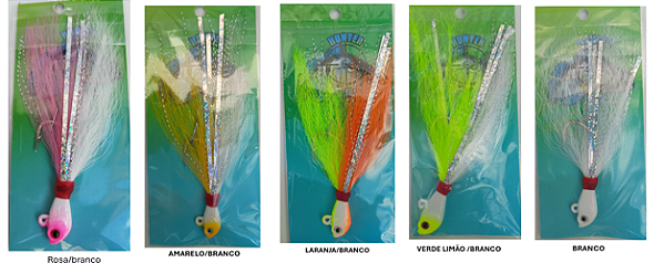 Kit Isca Artificial Jig Cabeça de peixe 10g - Hunter Jig - 5 unidades (Cores sortidas)