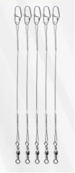 Cabo de Aço Leader Nickel Marine 4" 9cm Com Snap e Girador - 5 Unidades