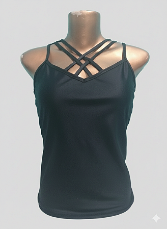 Blusa Preta Alças Cruzadas Tam P