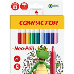 Caneta Hidrográfica Neo-Pen Mirim 12 Cores – Compactor