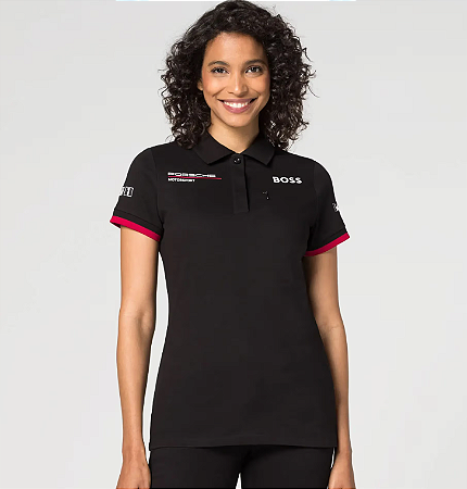 Camisa polo feminina preta - Motorsport Boss