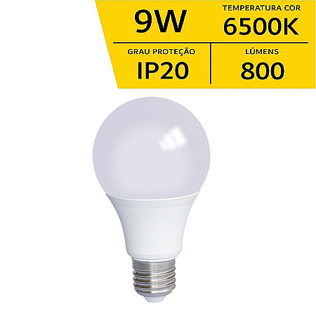 Lampada Led 9w Luz Branca 6500k Bivolt e-27