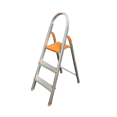 Escada Doméstica de Alumínio 3 Degraus – Antiderrapante, Suporta até 120kg