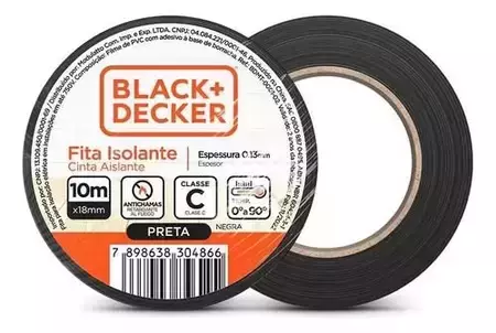 Fita Isolante 10m x 18mm Preta - Black+Decker