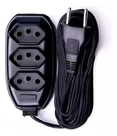 Extensão Elétrica Bivolt 3 Metros 10A Preta