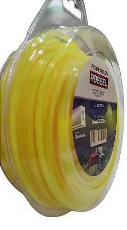 Fio De Nylon Para Roçadeiras Quadrado 3mm X 30m cor amarelo