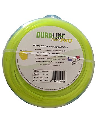 Fio Nylon P/ Roçadeiras quadrado 2.4mm  70m Amarelo fluor