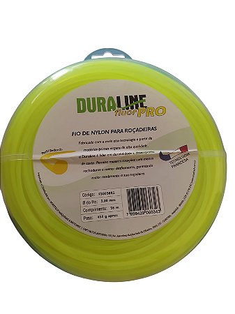 Fio Nylon P/ Roçadeiras Redondo 3mm 56m Amarelo Fluor