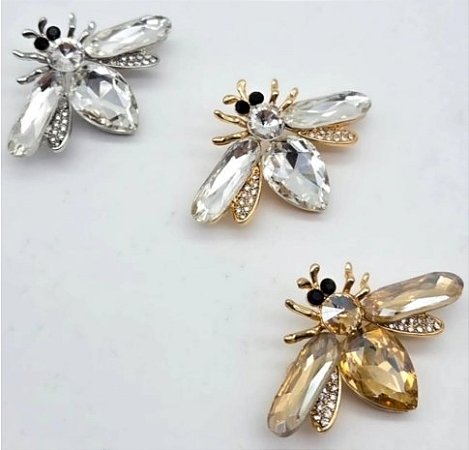 Broche de abelha brilho - MIX DOURADO E PRATEADO