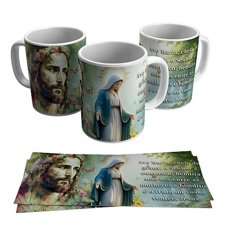 Caneca para presente -  Tema - Jesus e Maria Oração