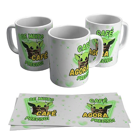 Caneca para presente - Tema Baby Yoda Com Café e Sem Café v2
