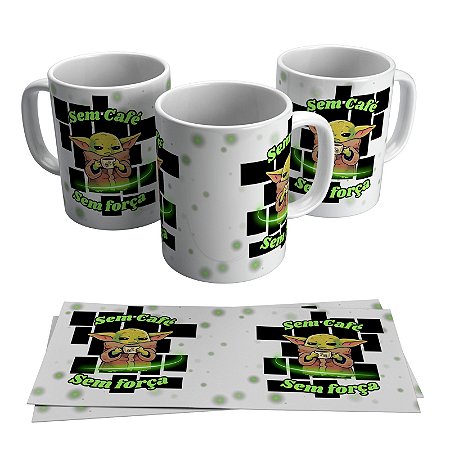 Caneca para presente - Tema Baby Yoda Com Café e Sem Café v1
