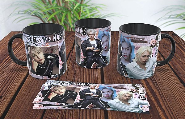 Caneca Coração Felix Stray Kids Personalizada 325ml K-pop Fan Art