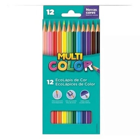 Lápis de cor sextavado Multicolor Super Eco 12 cores