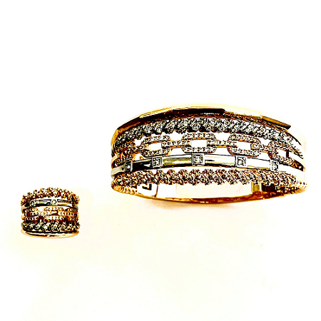 Conjunto Bracelete e Anel Cravejados