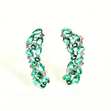Brinco Ear cuff Zirconia Verde