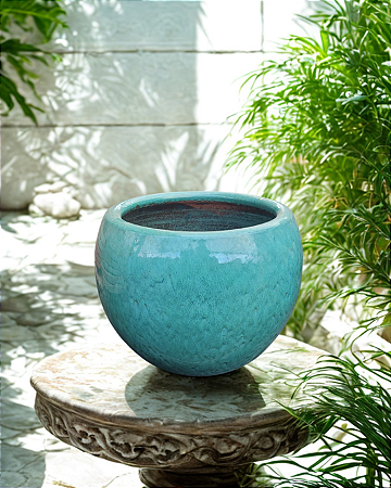 VASO BOLA LISO - CERÂMICA ESMALTADA