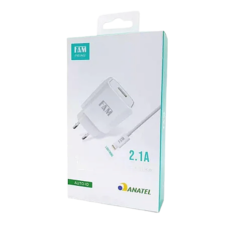 Kit Carregador USB 2.1A - FAM - FKT-11 - 1,0M