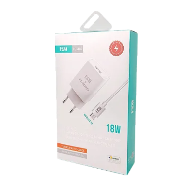 Kit Carregador Tomada Turbo FAM 3A 18W QC Branco
