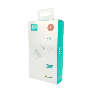 Carregador de Tomada Turbo FAM FCA-PD20 20W PD Branco - S/CABO