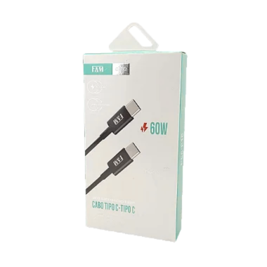 Cabo USB-C FAM 120cm 3A 60W Type-C Preto