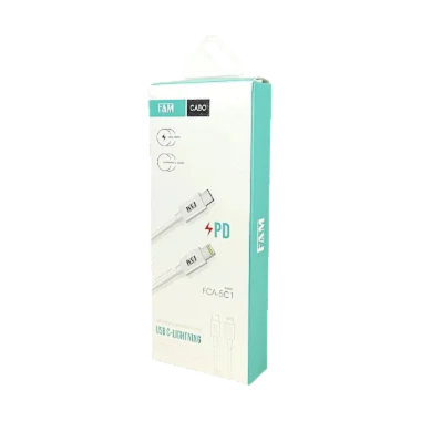 Cabo USB-C FAM 20W PD para Iphone Branco - 1,2M