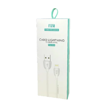Cabo USB FAM 100cm 2.1A para Iphone Branco - 1M