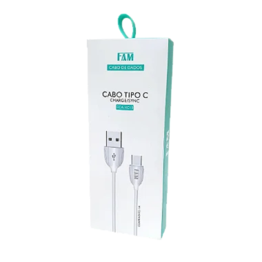 Cabo USB FAM 100cm 2.1A Type-C Branco - 1M
