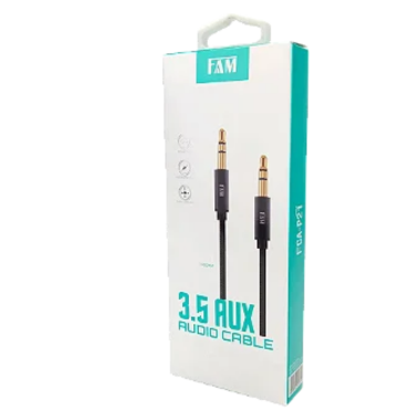 Cabo Auxiliar FAM P2/P2 3.5mm 100cm Preto