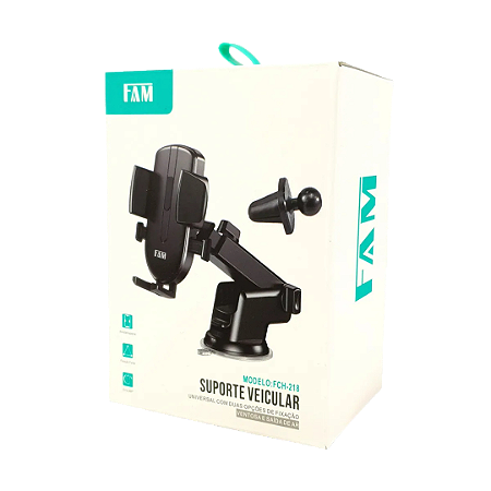 Suporte Veicular FAM para Saída de Ar Painel Vidro Preto