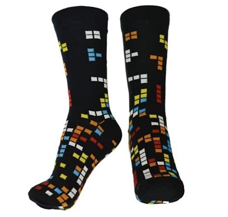 Meia Estampada Tetris Colorida - Conforto e Estilo