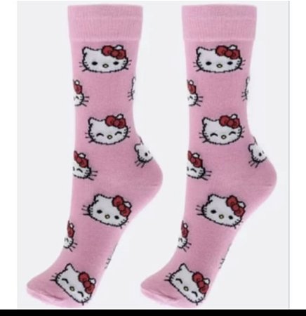 Meia Hello Kitty Estampada Rosa