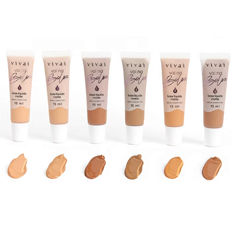 Mini Base Liquida Fácil Vai Na Bolsa Efeito Matte De Média Cobertura