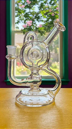 Bong de vidro Recycler donut triplo