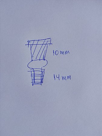 Adaptador macho borracha 14mm para fêmea vidro 10mm