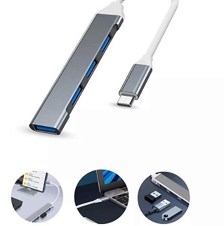 Extensor Mini Adaptador Tipo-C para 4 Entradas USB