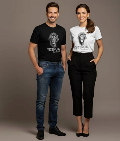 CAMISETA YESHUA - ELE REINA - BLACK AND WHITE