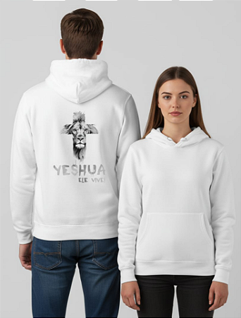 MOLETOM YESHUA ELE VIVE - BLACK AND WHITE