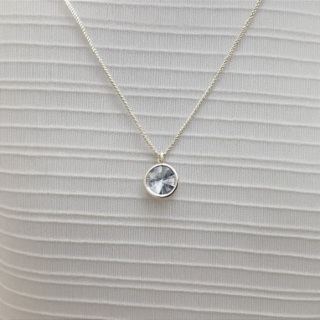 Colar Ponto de Luz Redondo 7mm V12 com corrente de 45 cm Prata 925