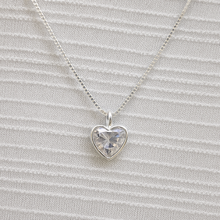 Colar Ponto de Luz Coração 7mm com corrente de 45 cm em Prata 925