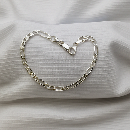 Pulseira Masculina Fígaro 3x1 – 4mm – 21cm – Prata 925