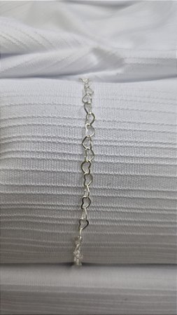 Tornozeleira Elo Coração 3mm – 24,5cm – Prata 925