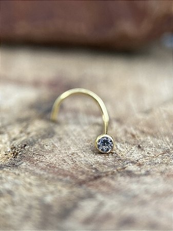 Piercing Nostril com Zircônia Banho PVD Dourado