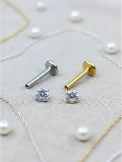 Piercing Labret  Aço Cirúrgico com Banho Dourado PVD Gold